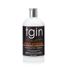 tgin triple moisture conditioner bottle shows deep hydration for soft hair