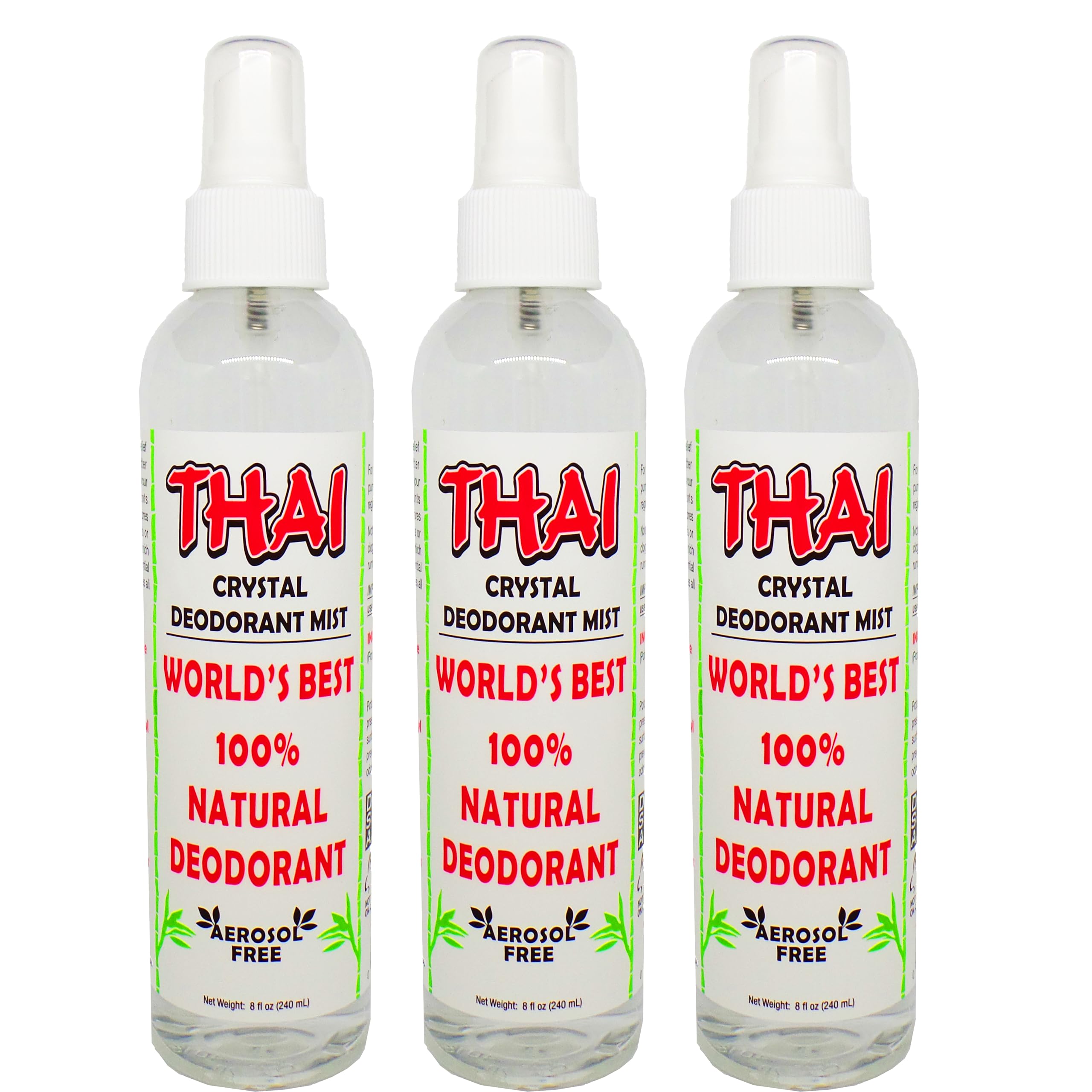 Thai Deodorant Stone Crystal Mist bottle with pump offers lasting odor control without fragrance