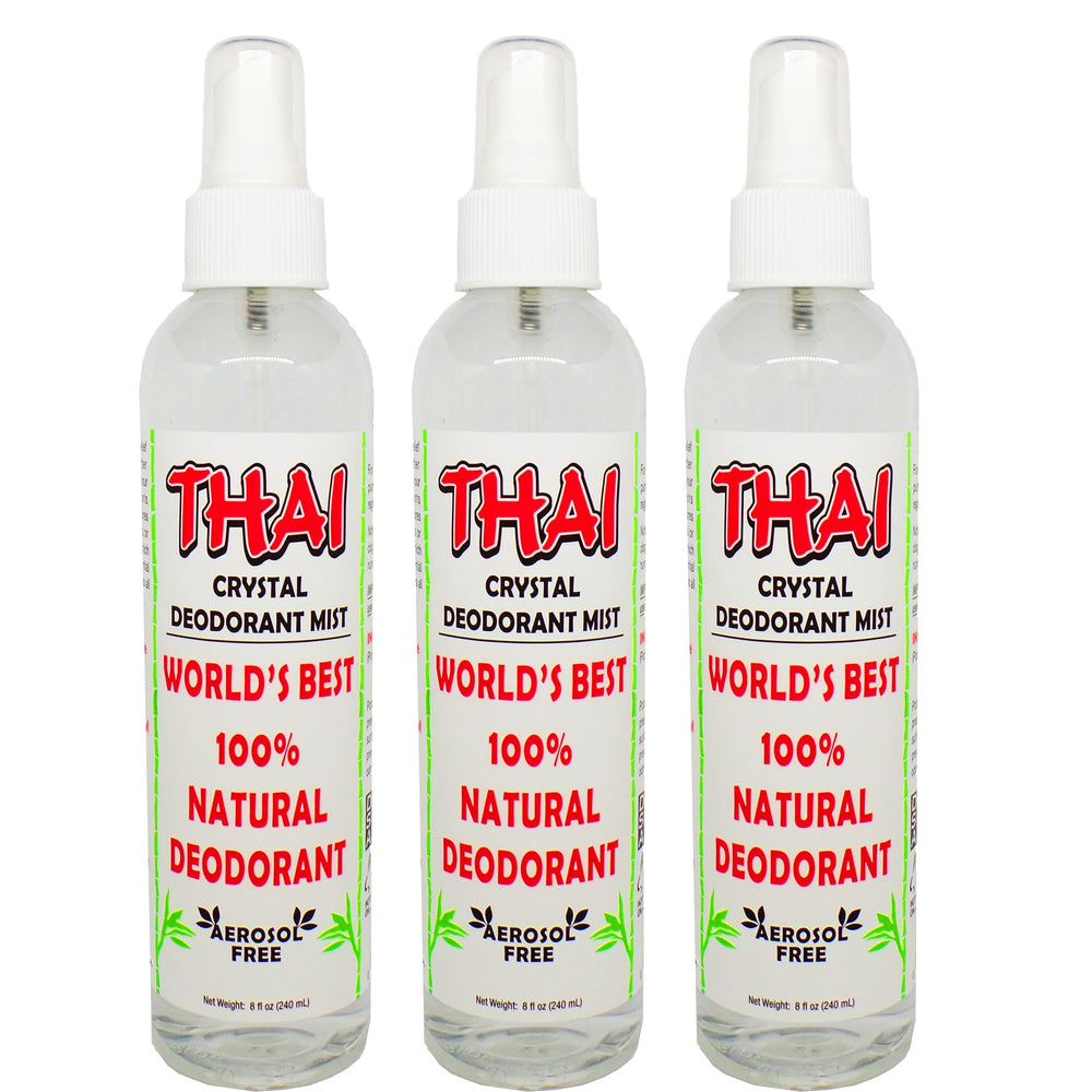 Thai Deodorant Stone Crystal Mist bottle with pump offers lasting odor control without fragrance