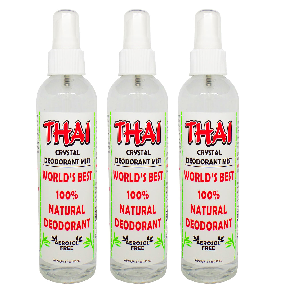 Thai Deodorant Stone Crystal Mist bottle with pump offers lasting odor control without fragrance