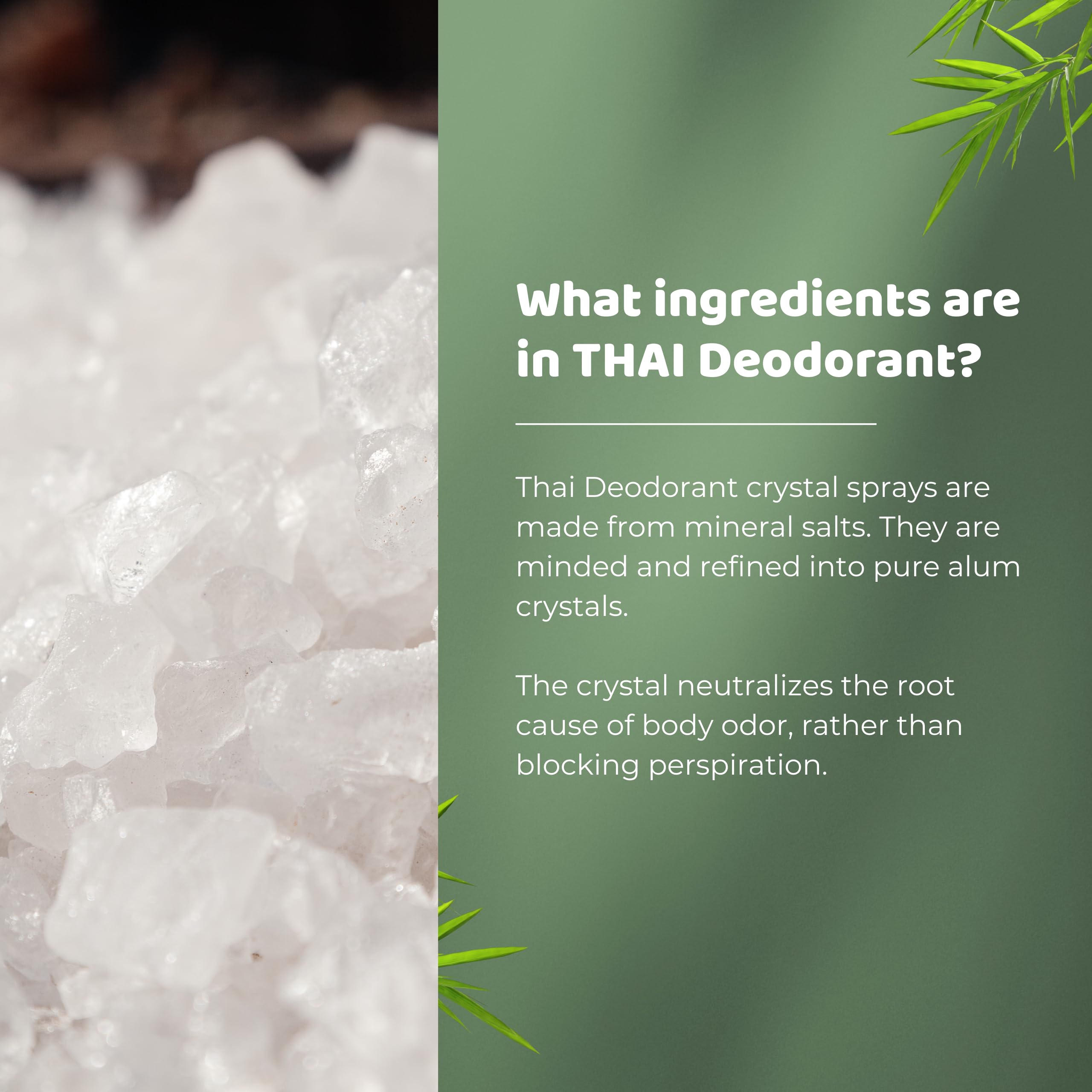 Thai Deodorant Stone Crystal Mist ingredients potassium alum water for a mineral-based deodorant