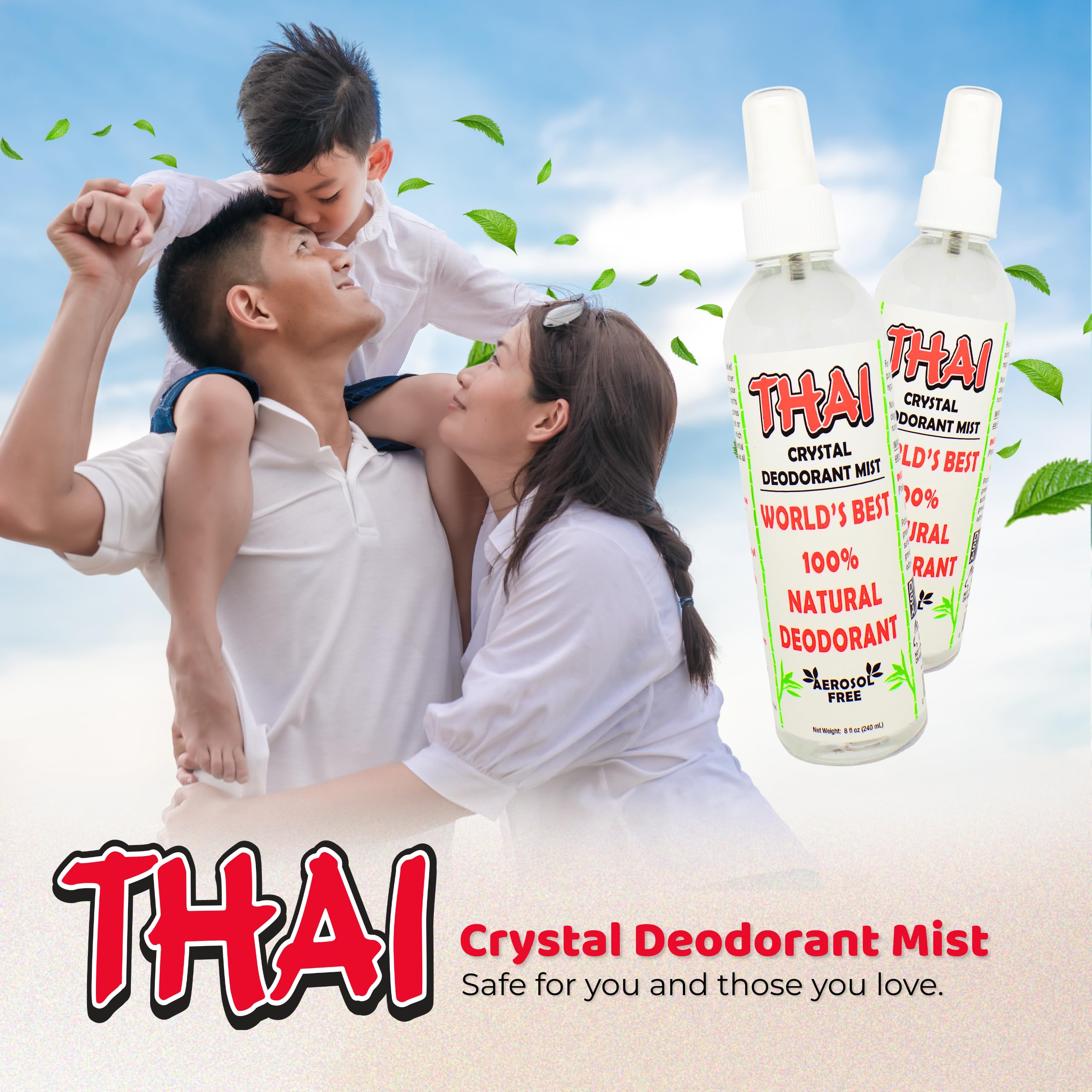 Thai Deodorant Stone Crystal Mist ingredients closeup suggests gentle, natural care.