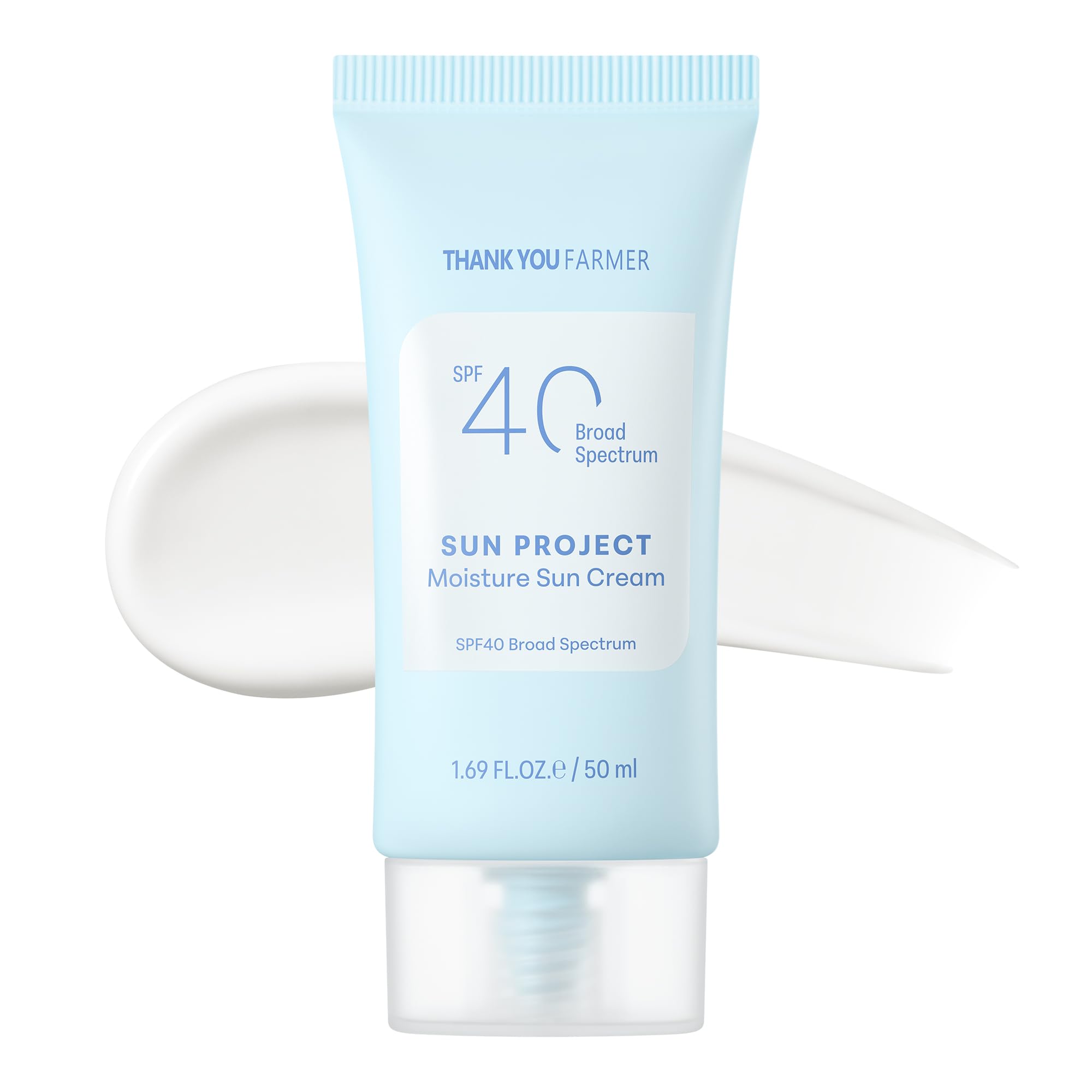 THANKYOU FARMER Sun Project Moisture Sun Cream tube display for daily SPF protection