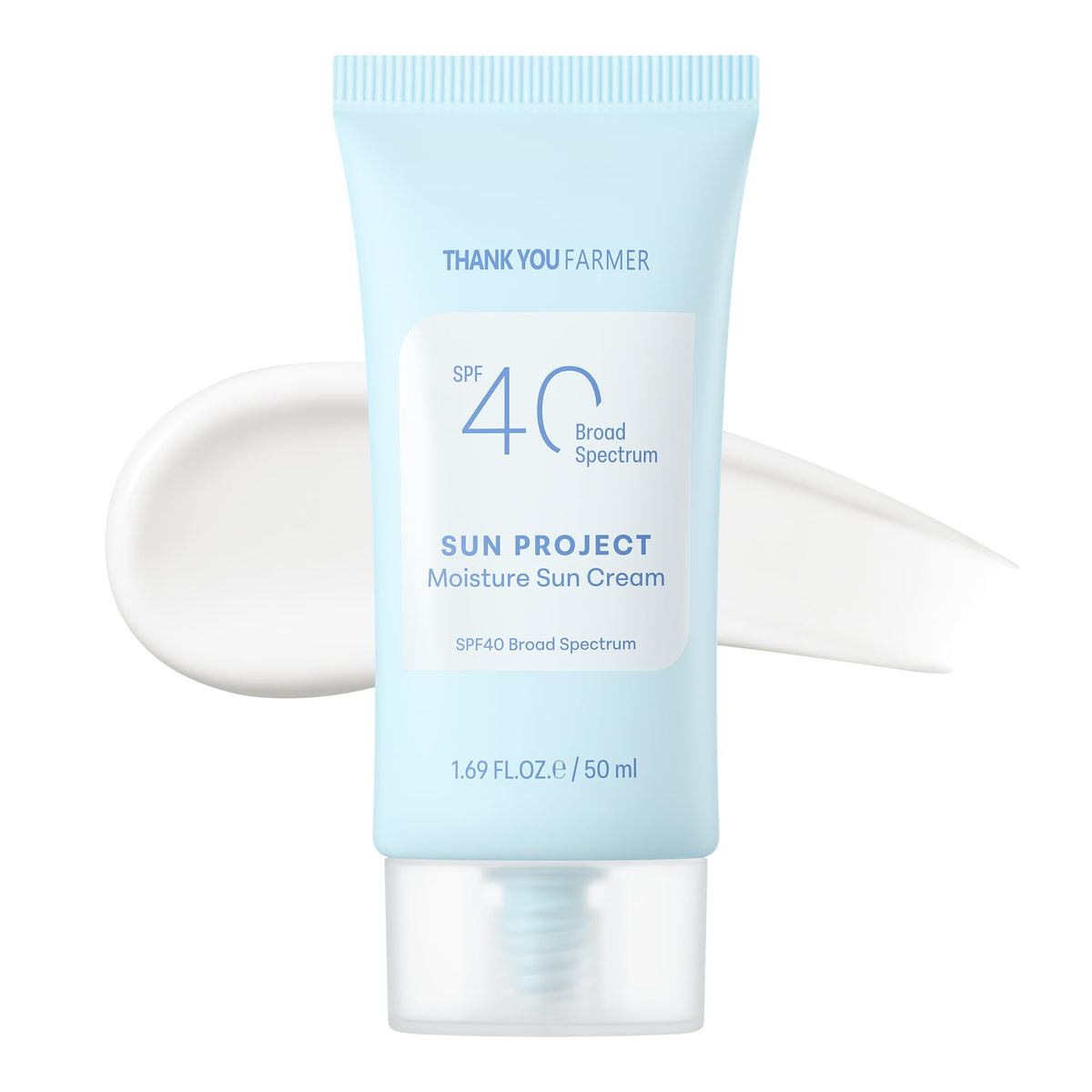 THANKYOU FARMER Sun Project Moisture Sun Cream tube display for daily SPF protection