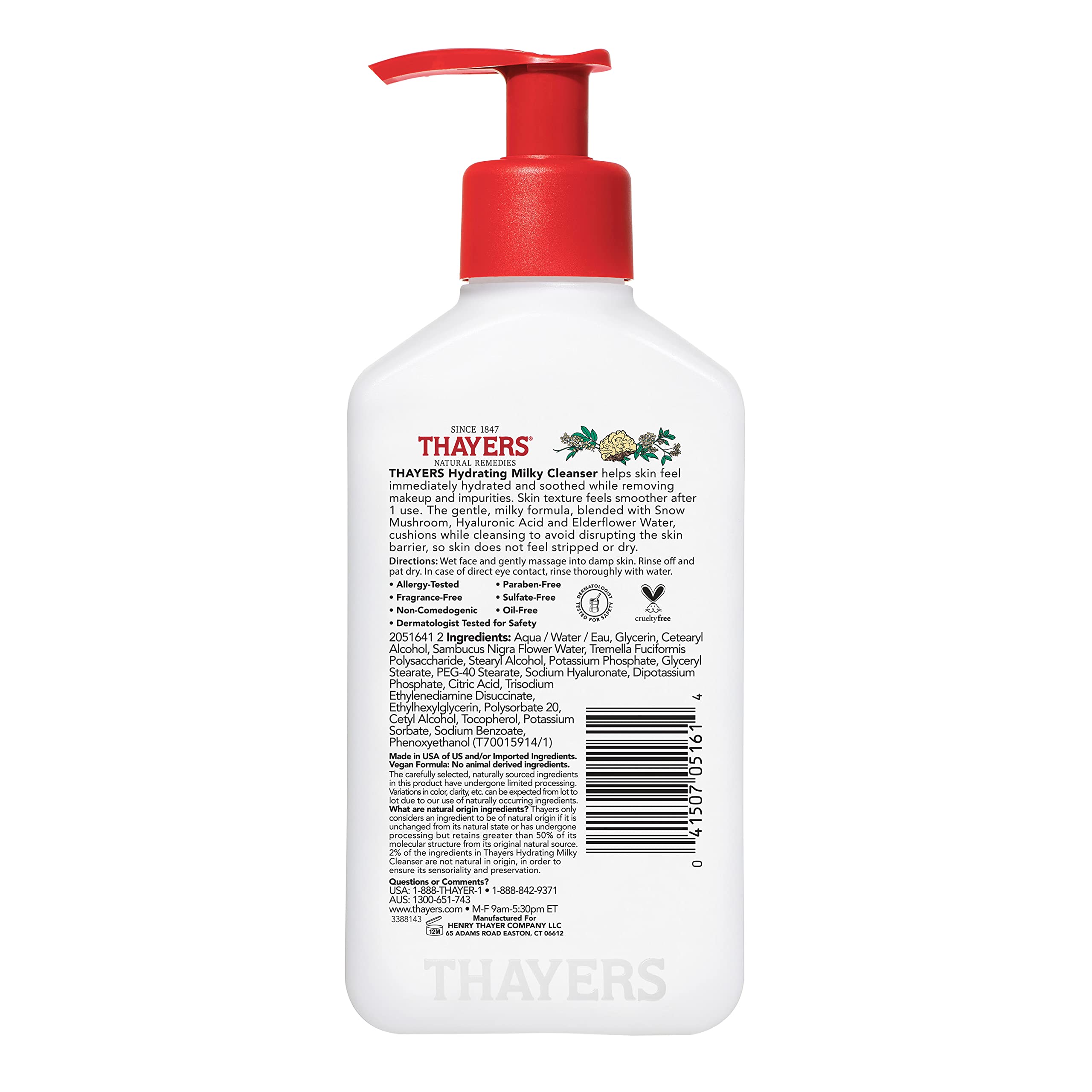 Thayers Milky Hydrating Cleanser after-use skin texture appears softer and more comfortable.