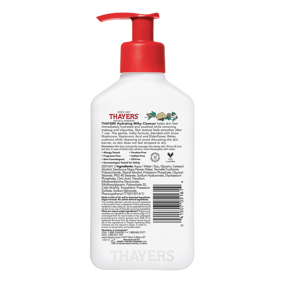 Thayers Milky Hydrating Cleanser after-use skin texture appears softer and more comfortable.