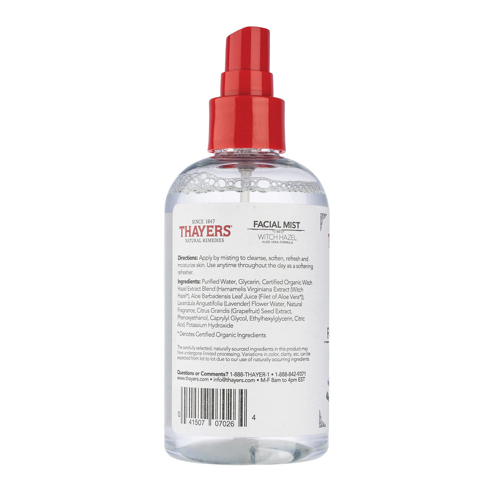 Thayers skincare routine prep showing mist before makeup or after shaving for refreshment.
