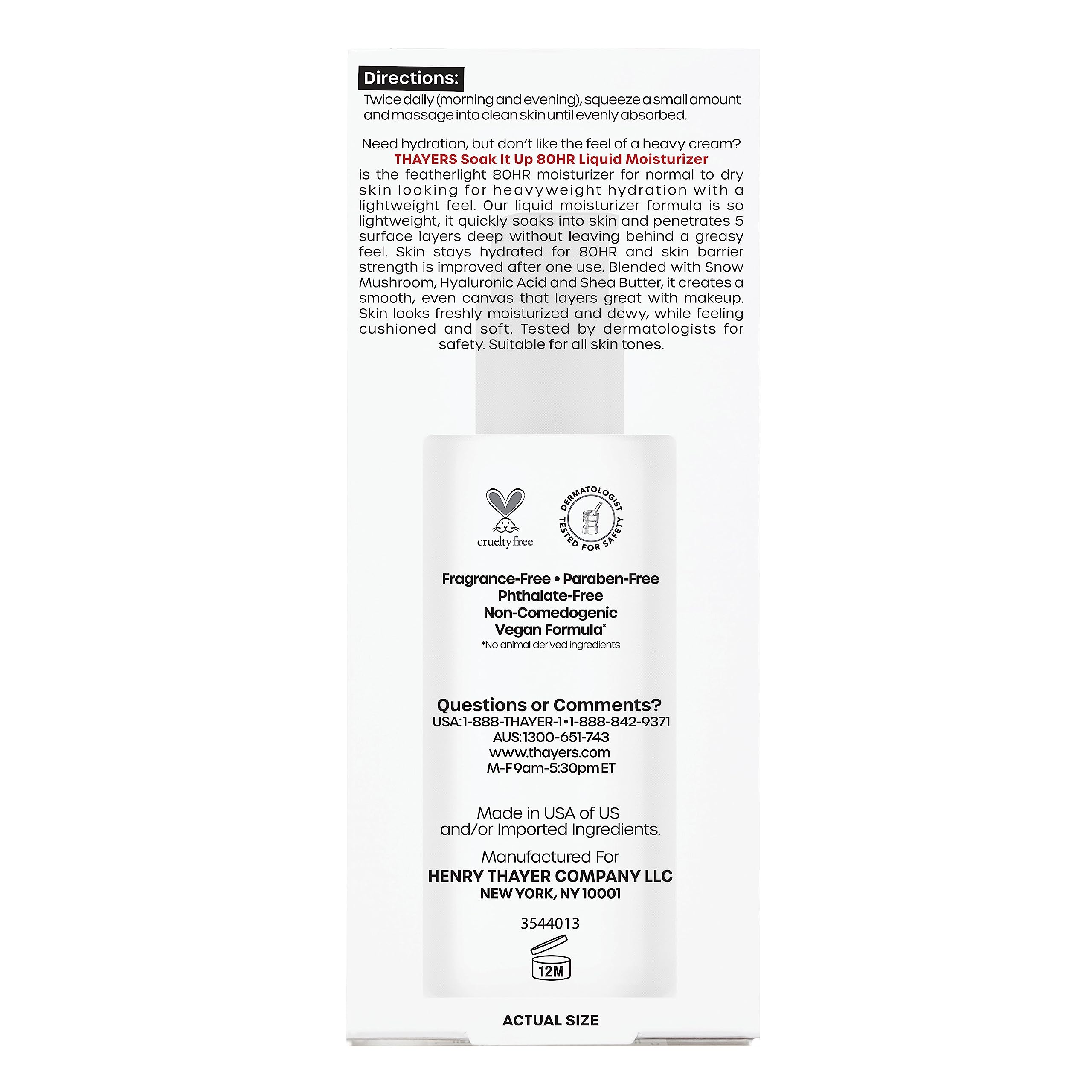 THAYERS Soak It Up in hand shows hydrating cream texture