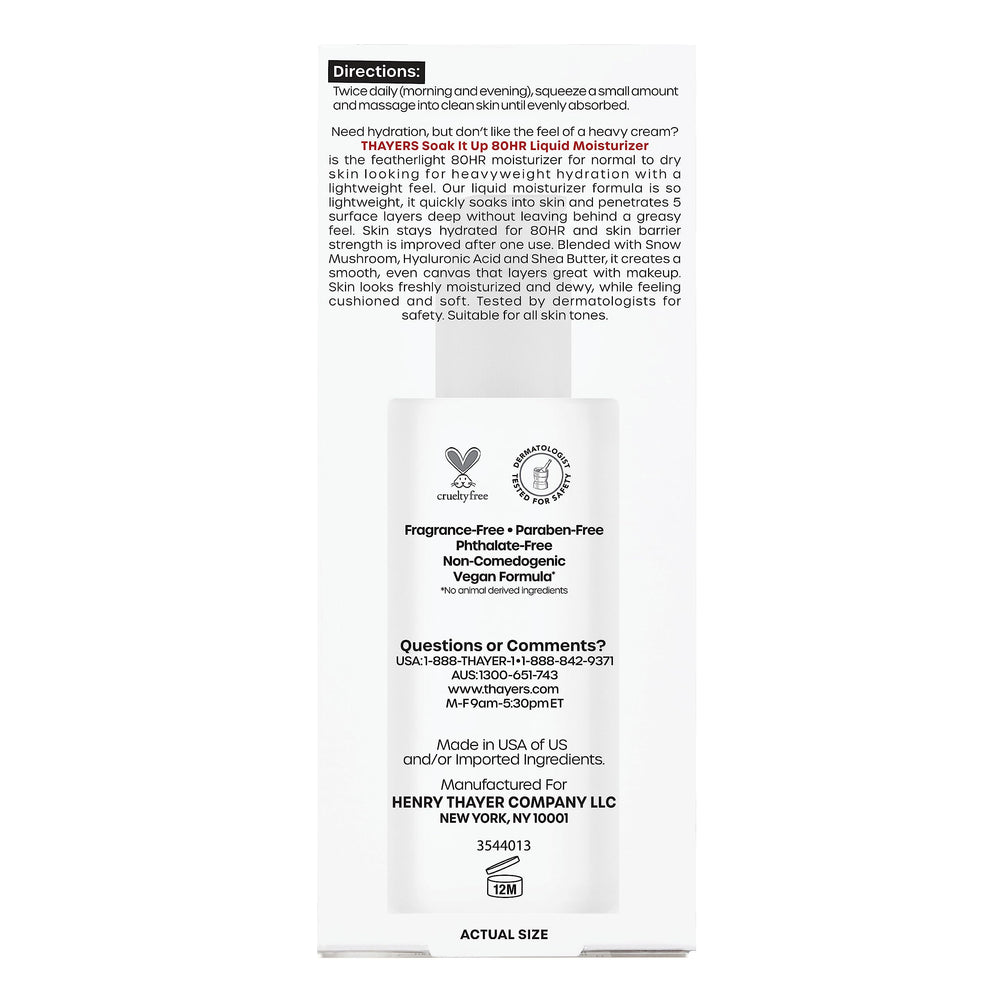 THAYERS Soak It Up in hand shows hydrating cream texture
