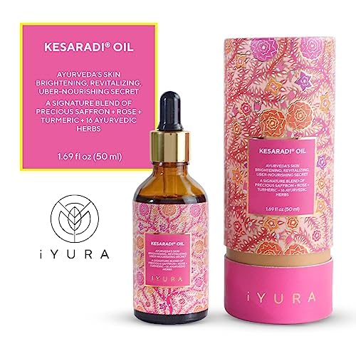 The Ayurveda Experience iYURA Kesaradi amber bottle close-up shows authentic ingredients