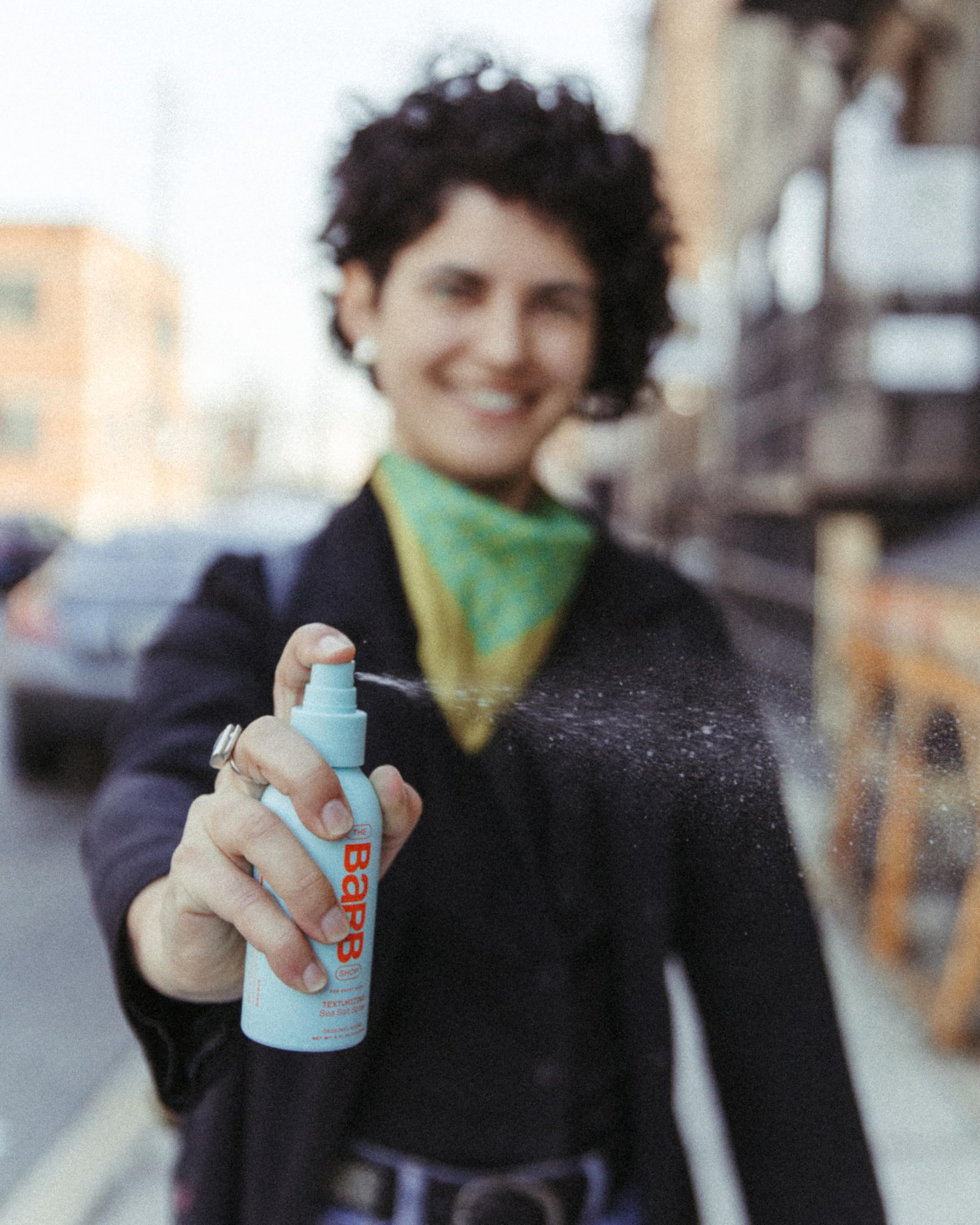 The Barb Shop Barb Sea Salt Spray damp-hair styling promotes air-dried waves with texture.