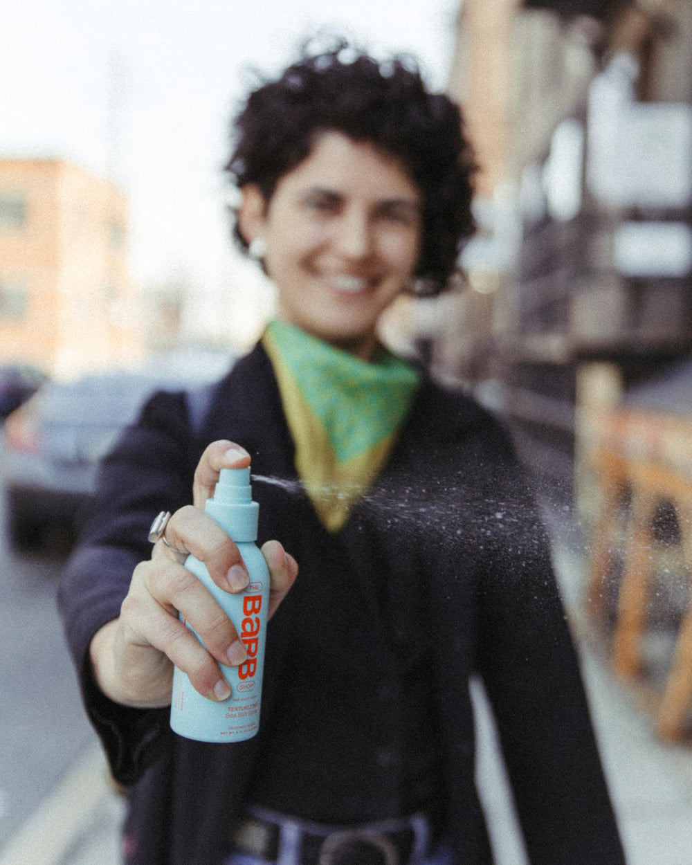 The Barb Shop Barb Sea Salt Spray damp-hair styling promotes air-dried waves with texture.