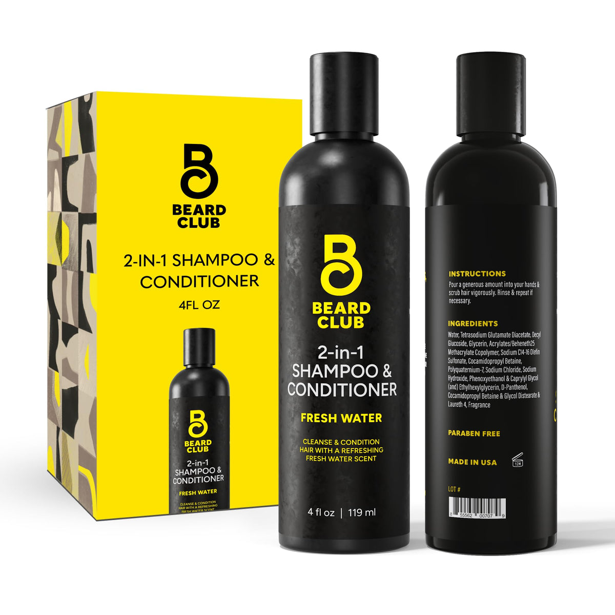 The Beard Club 2in1 shampoo-conditioner bottle pour for quick cleansing