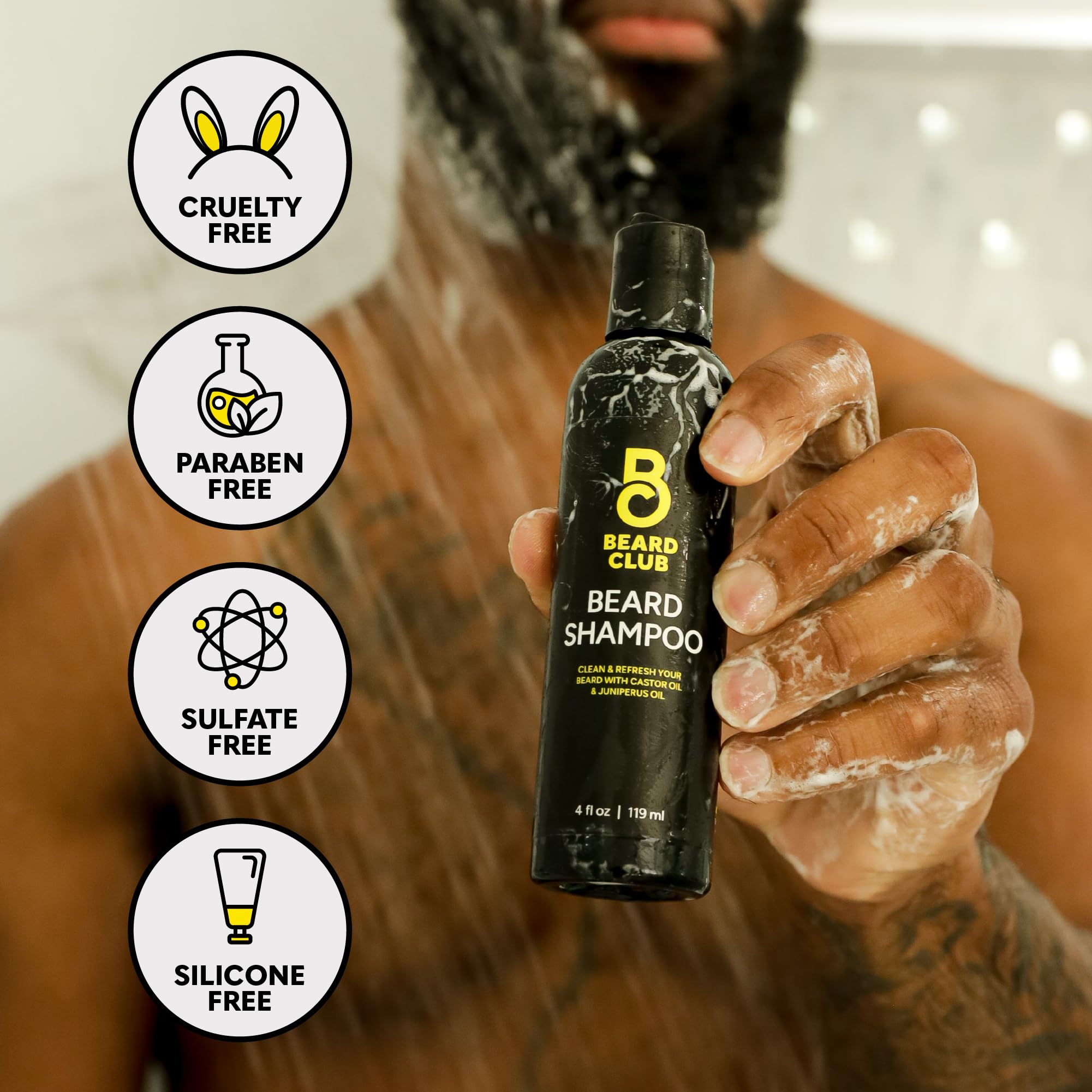 The Beard Club complete gift set layout showing coordinated beard care tools.