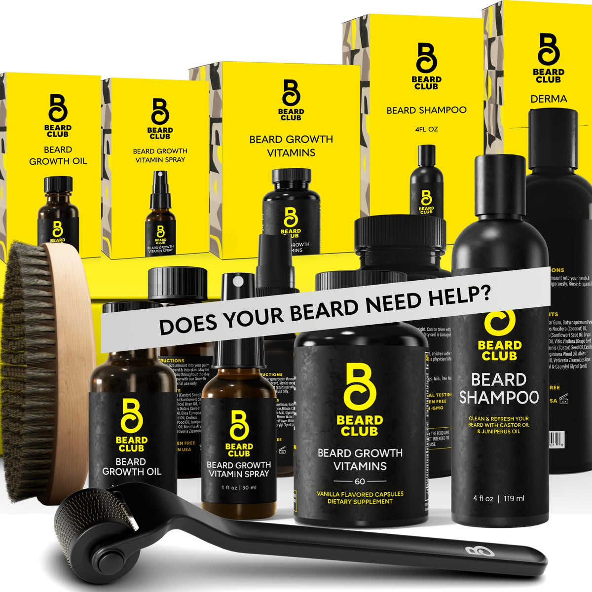 The Beard Club derma roller close-up for facial skin refreshment and grooming routine.