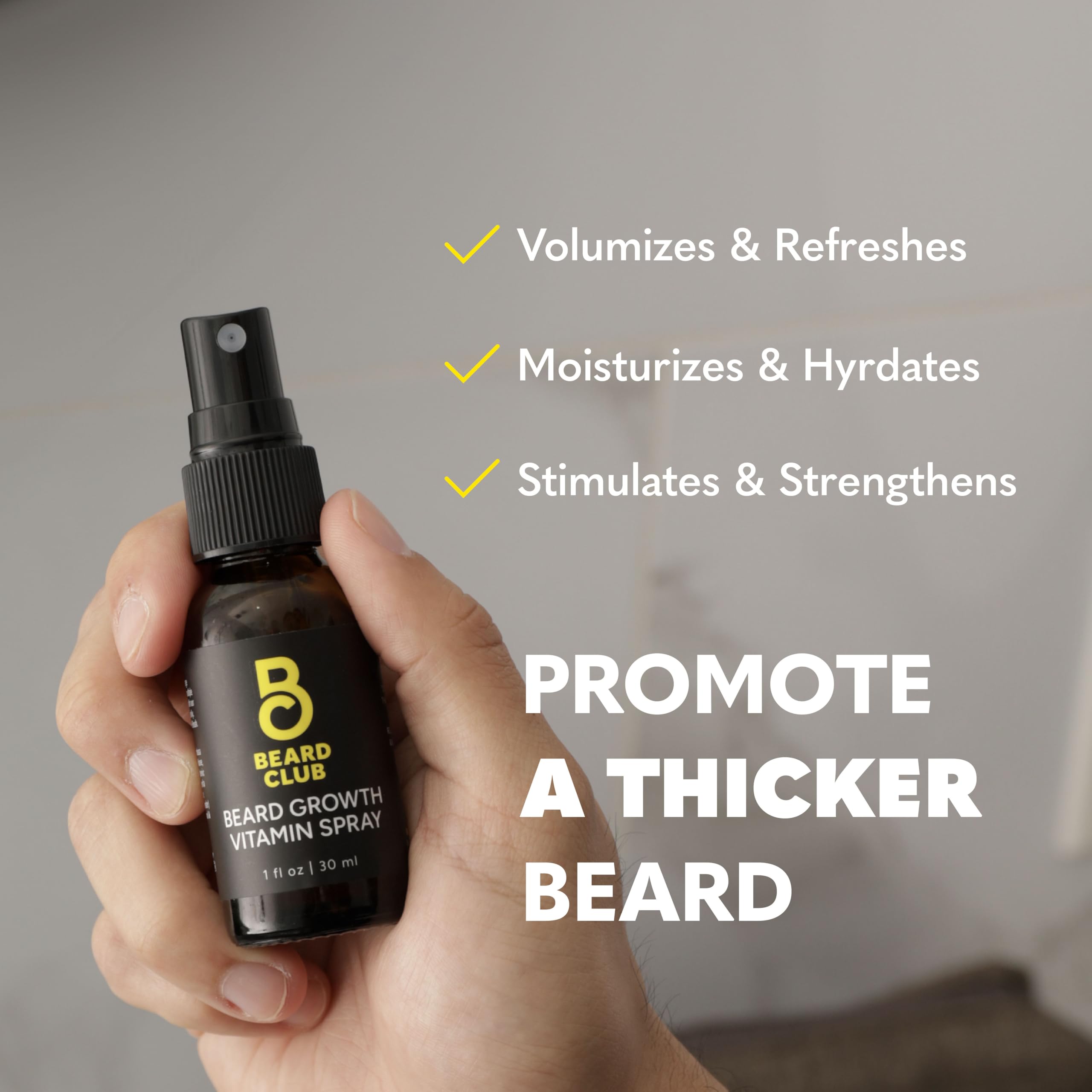 The Beard Club Biotin Vitamin Spray features natural ingredients for safe skin and beard care