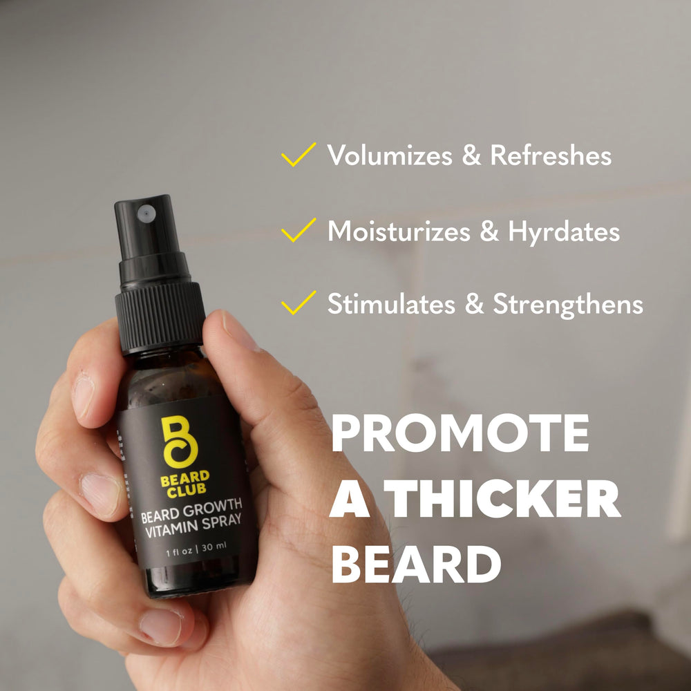 The Beard Club Biotin Vitamin Spray features natural ingredients for safe skin and beard care