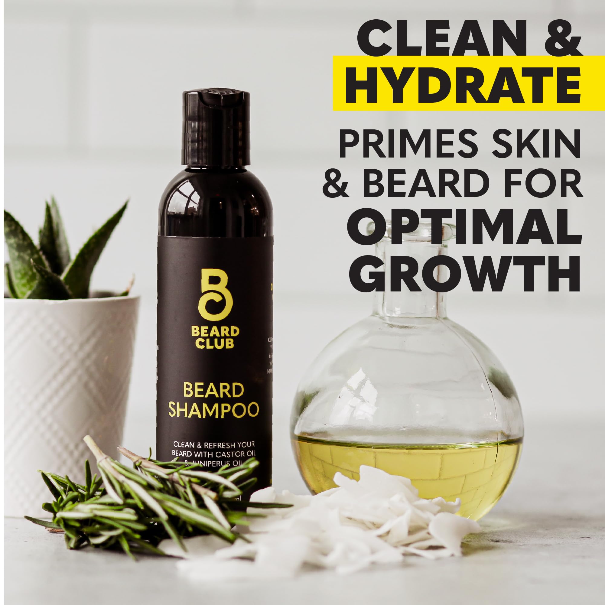 The Beard Club cedar beard oil bottle nourishes facial hair.