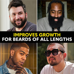 The Beard Club Growth Oil applied to the cheek area for smoother skin.
