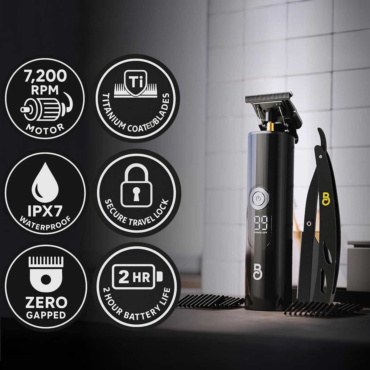 The Beard Club Pro Trimmer guide combs offer versatile length options.