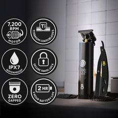 The Beard Club Pro Trimmer guide combs offer versatile length options.