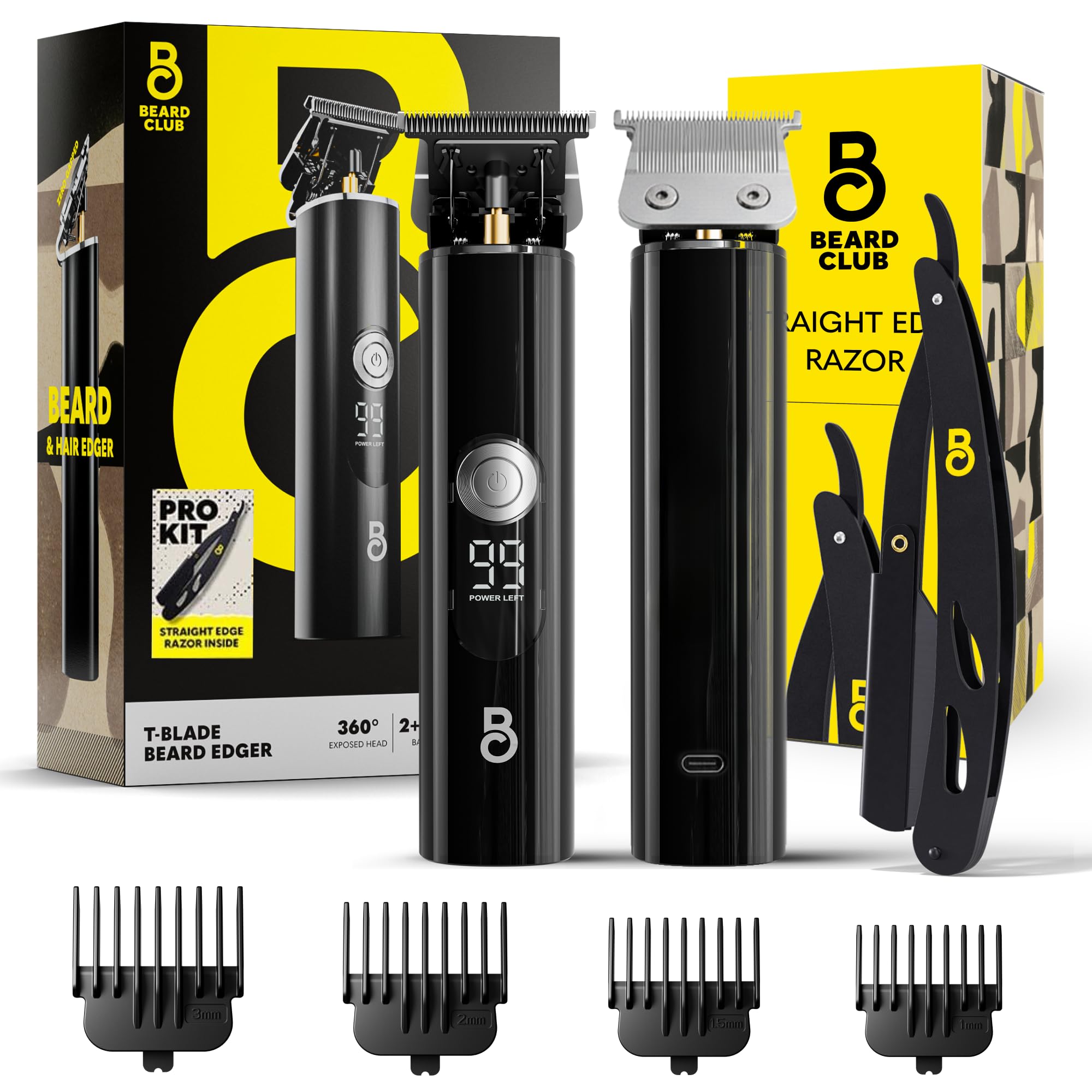 The Beard Club Pro Trimmer T-Blade close-up for crisp lines and fades.
