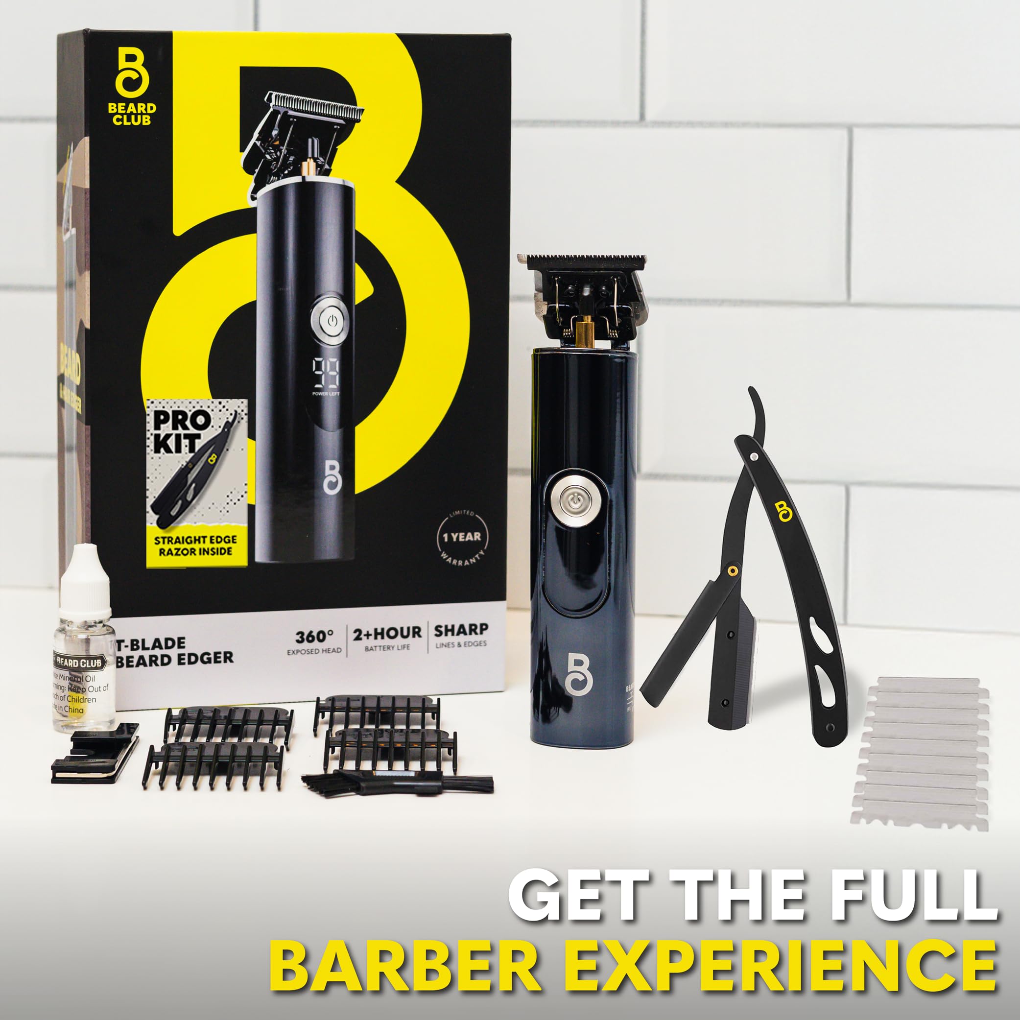 The Beard Club Pro Trimmer travel lock keeps settings secure.