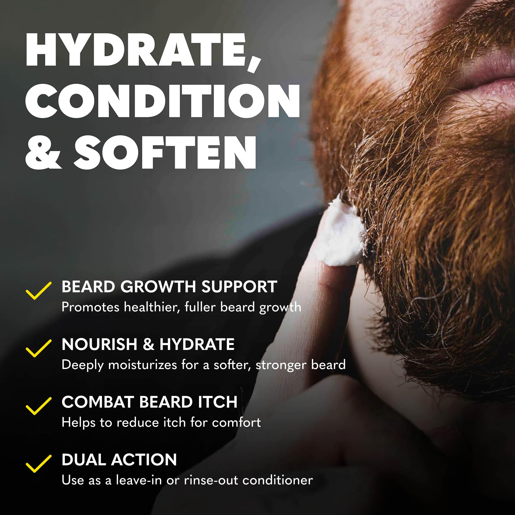 The Beard Club sandalwood-ginger scent application shows lightweight, non-greasy conditioning for daily care.