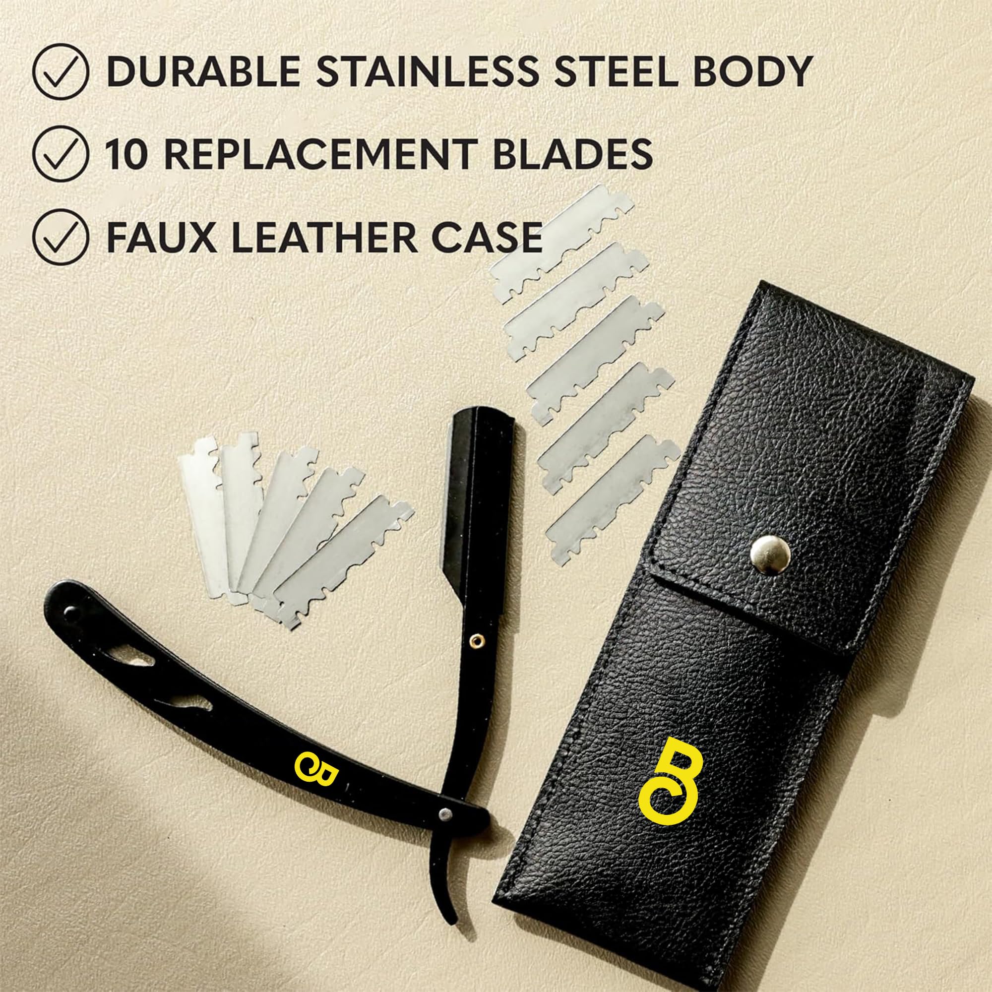 The Beard Club straight razor matte finish image highlights premium craftsmanship.