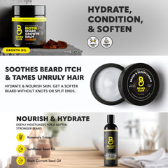The Beard Club vitamin spray bottle showing Biotin hydration for fuller-looking beard.