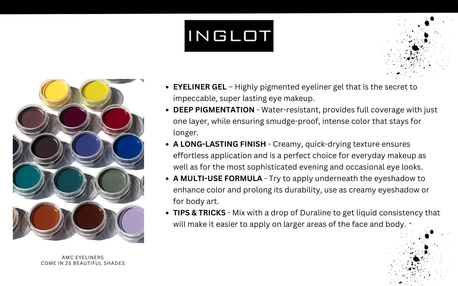 Duraline travels easily with gels for on-the-go touch-ups.