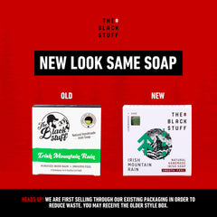 The Black Stuff bar soap in hand demonstrates portable cleansing for travel-ready self-care.