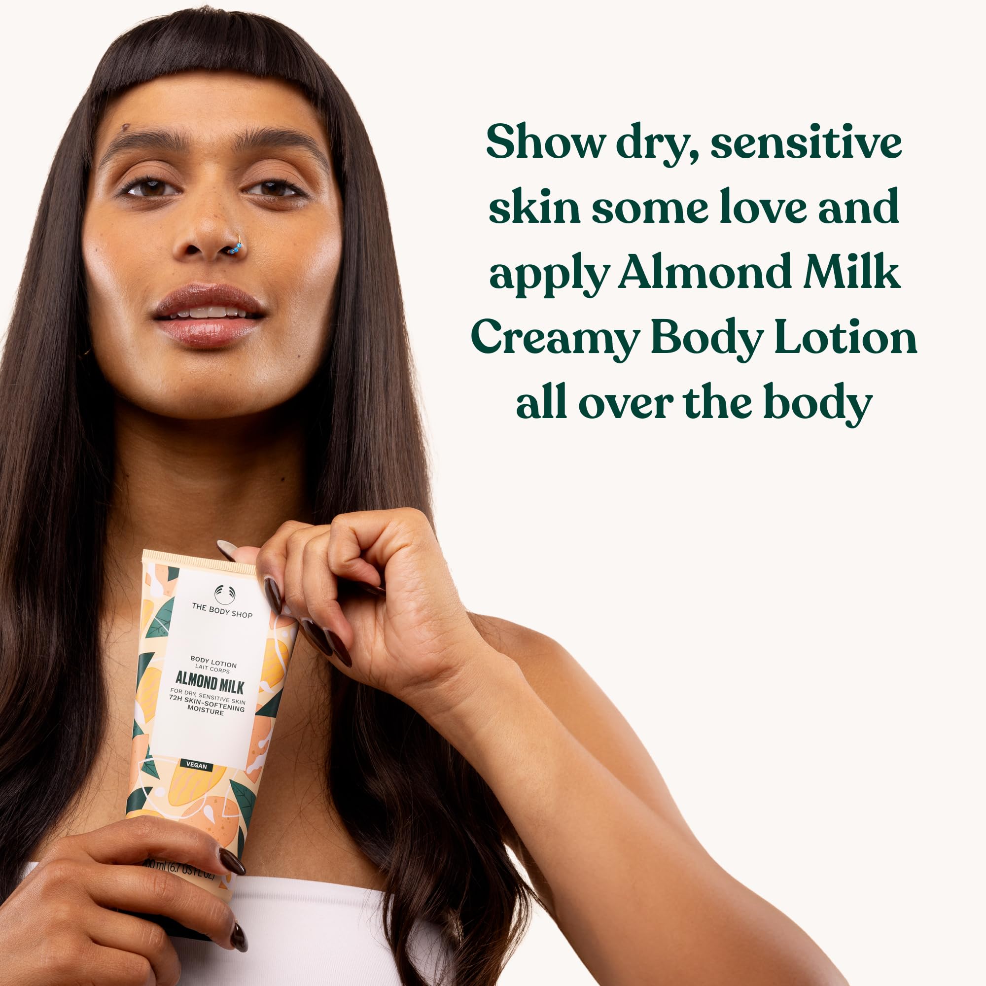 The Body Shop Almond Milk and Honey lotion in a daily skincare routine.