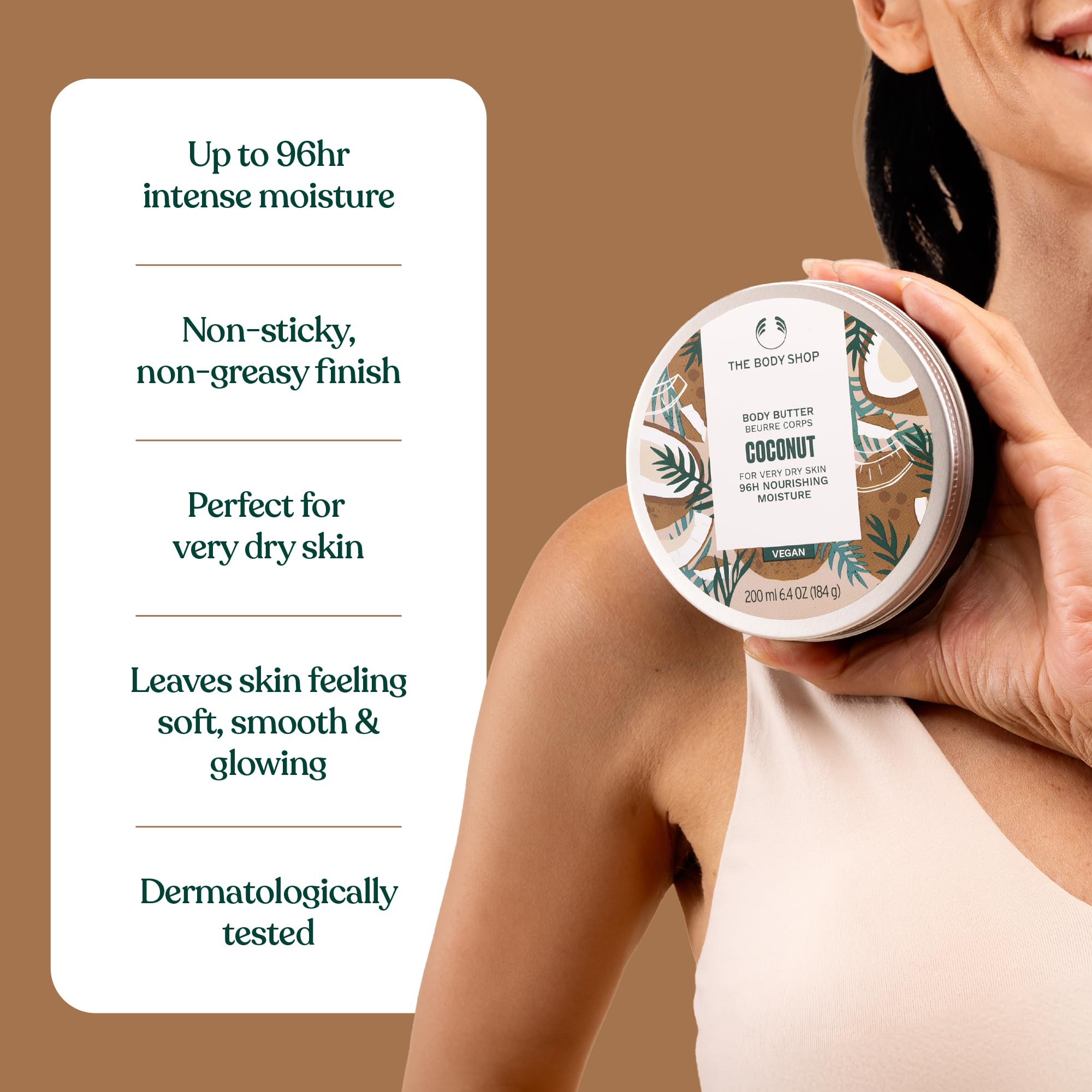 The Body Shop babassu oil from Brazil visual implies lightweight, fast-absorbing hydration