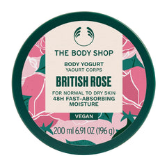The Body Shop British Rose Body Yogurt texture closeup highlights fast absorption for instant hydration.