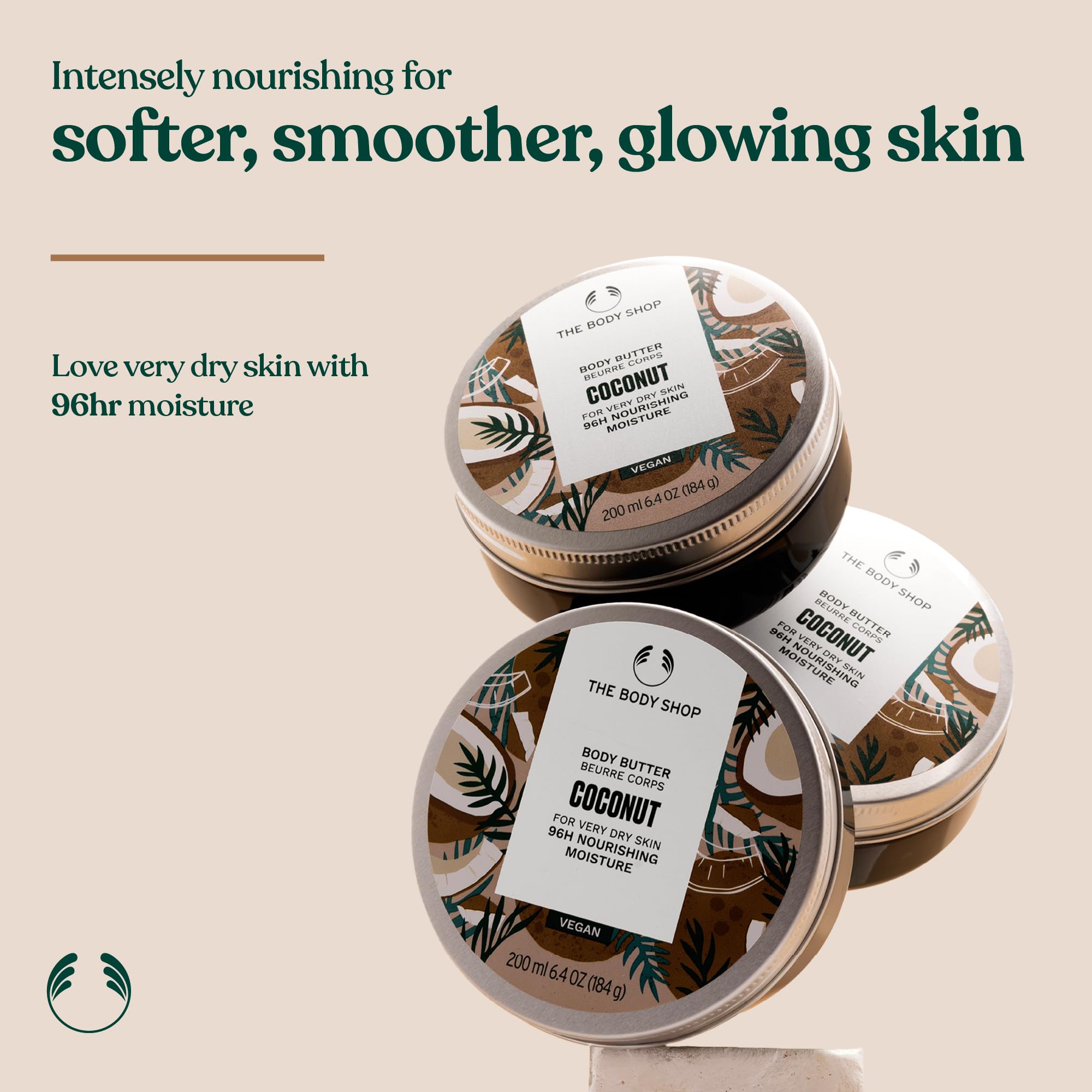 The Body Shop Coconut Body Butter texture closeup highlights creamy, non-greasy absorption