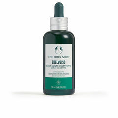 The Body Shop Edelweiss serum bottle close-up for radiant hydration.