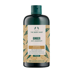 The Body Shop Ginger Scalp Care Shampoo bottle front view for soothing dry scalp.