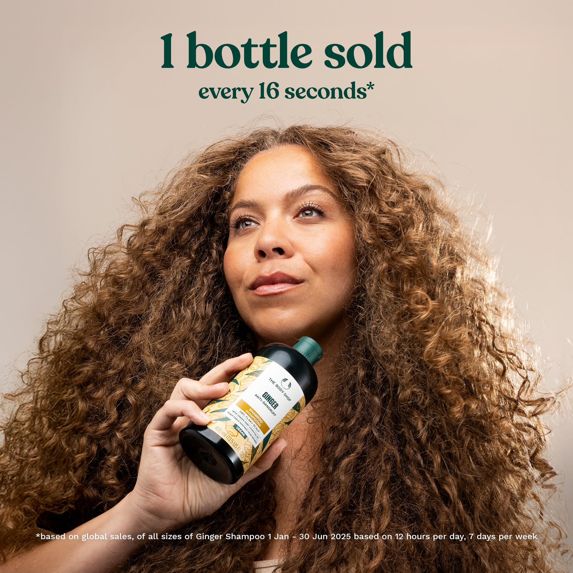 The Body Shop Ginger Scalp Care Shampoo ginger root imagery on label.