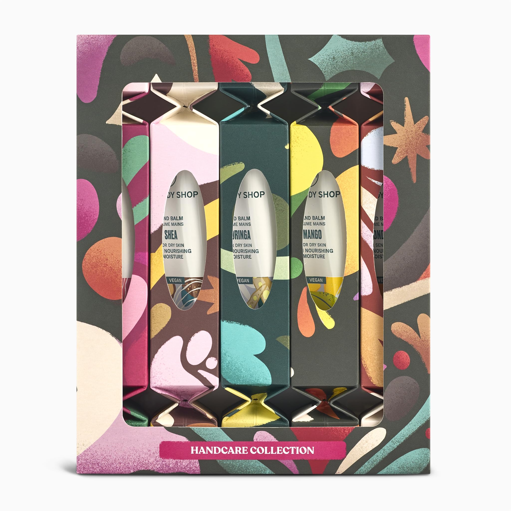 The Body Shop Handcare Collection box front, gift-ready festive packaging for seasonal self-care.