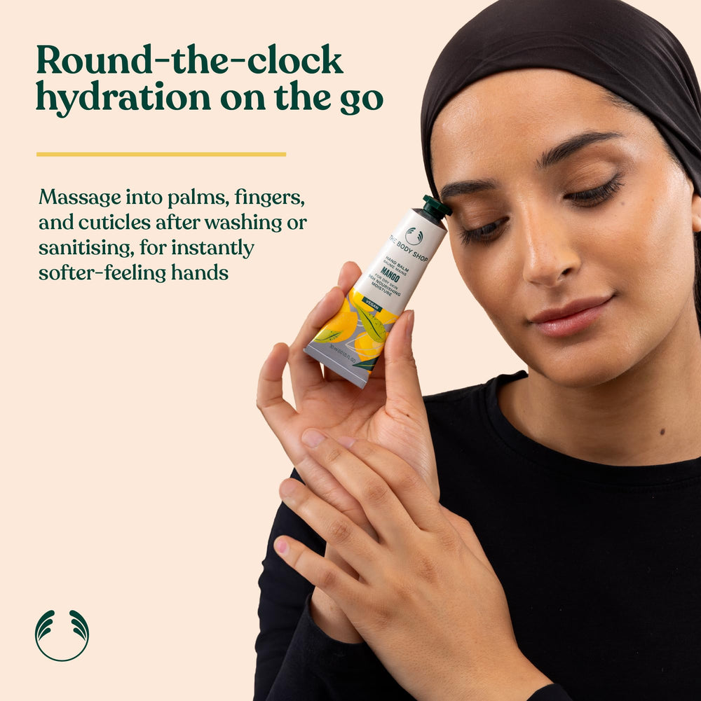 The Body Shop Moringa hand balm, delicate scent for daily hand care.