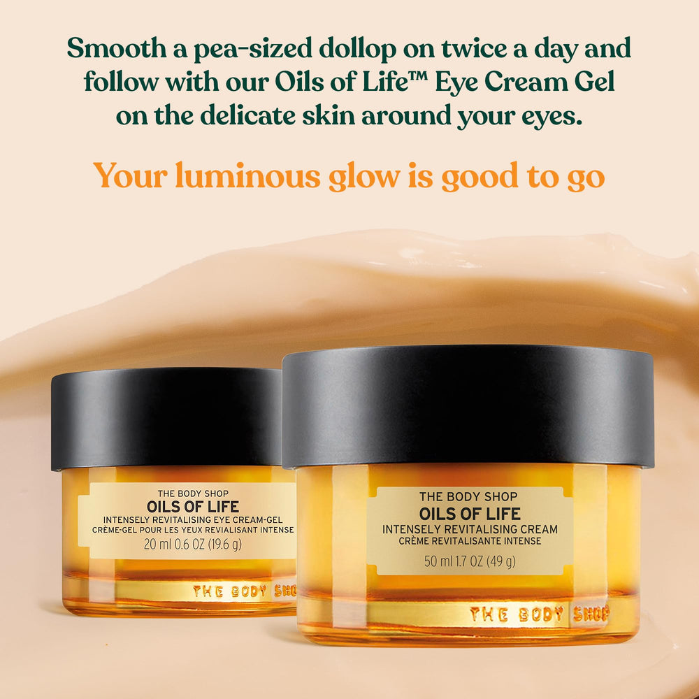 The Body Shop Oils of Life cream applied on skin after cleansing.