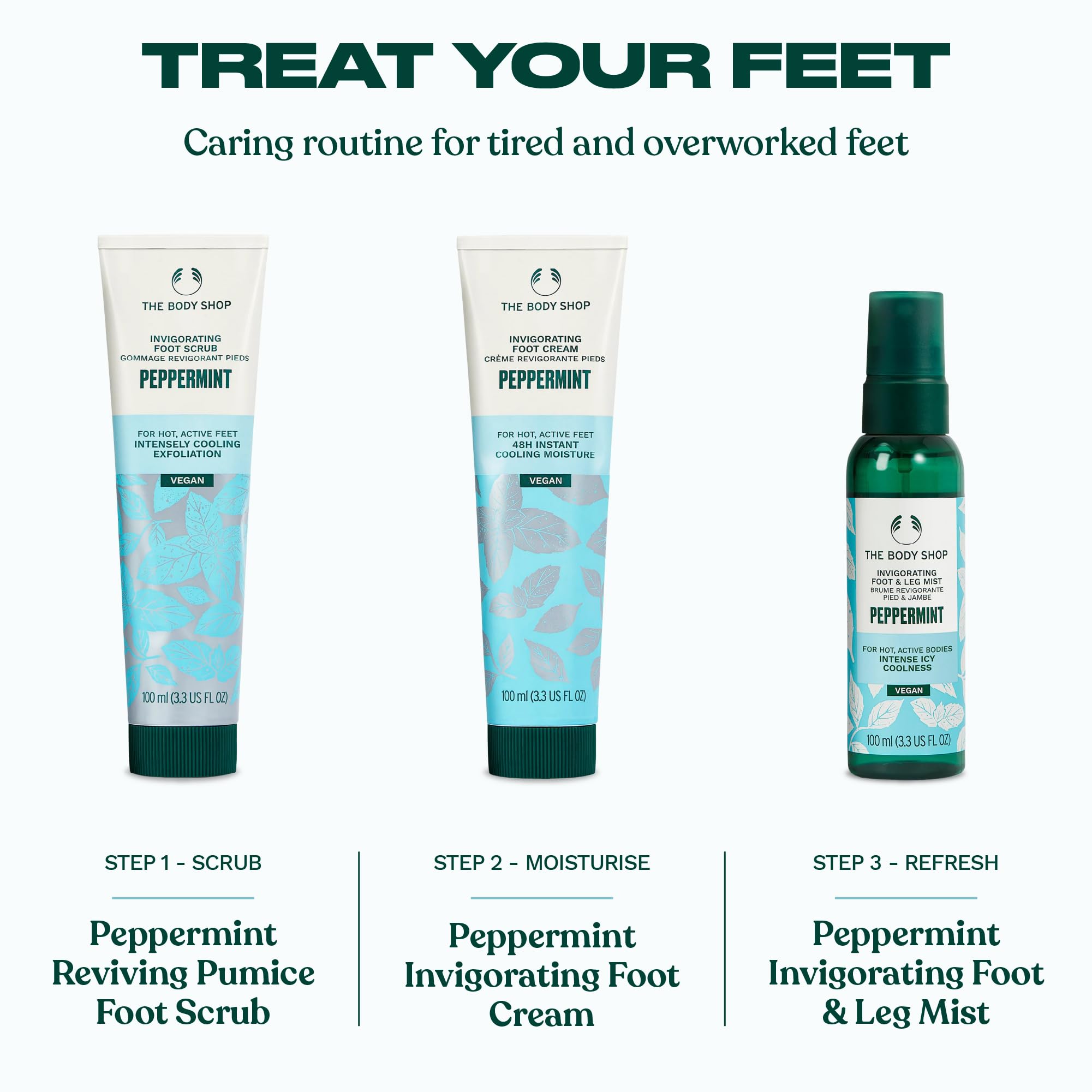 The Body Shop Peppermint Invigorating Foot Cream texture being absorbed quickly