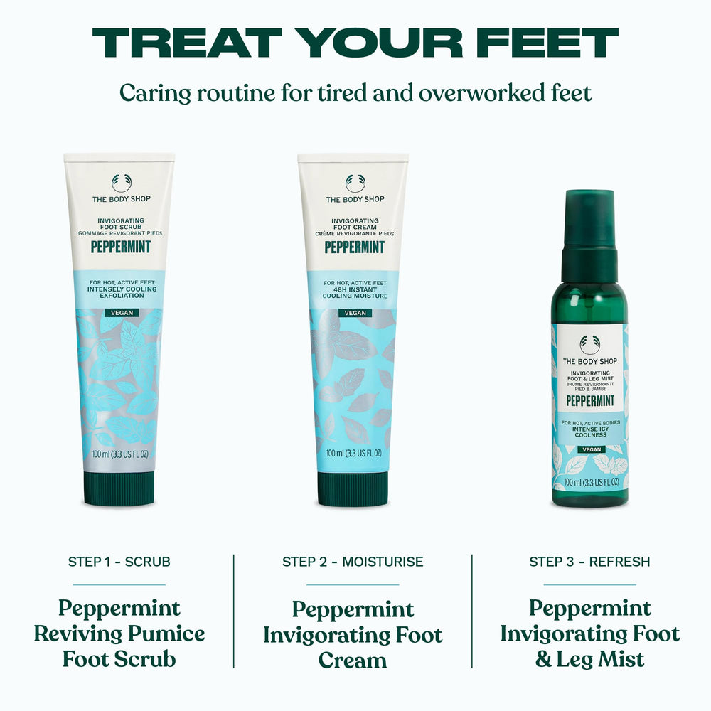 The Body Shop Peppermint Invigorating Foot Cream texture being absorbed quickly