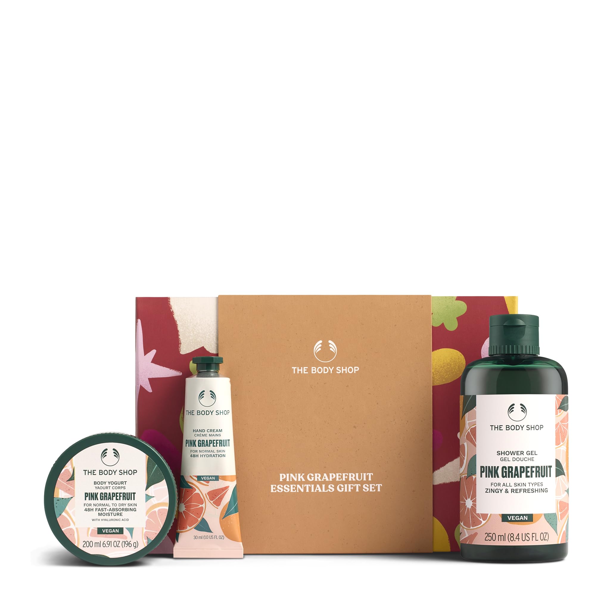 The Body Shop Pink Grapefruit Shower Gel bottle with refreshing citrus cleanse for a revitalizing morning routine.