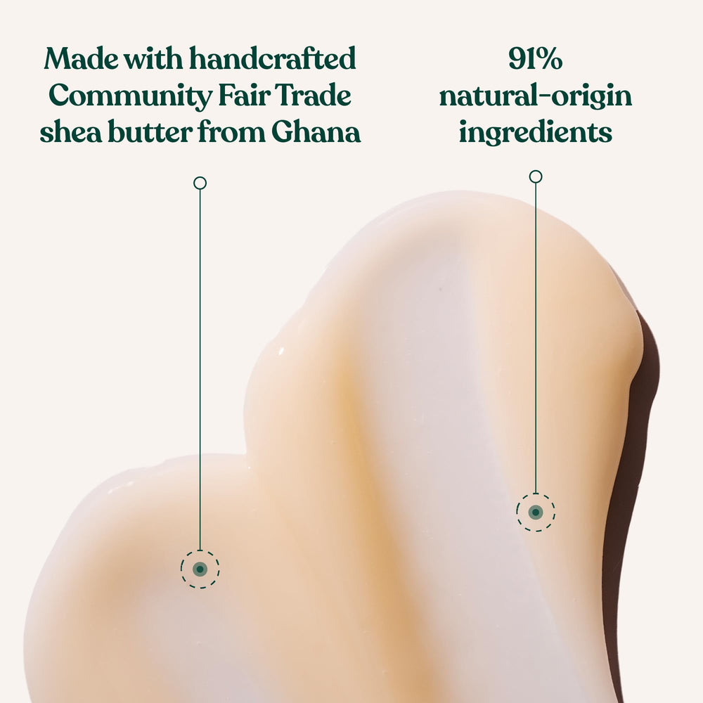 The Body Shop Shea Butter closeup emphasizes Community Trade ingredients