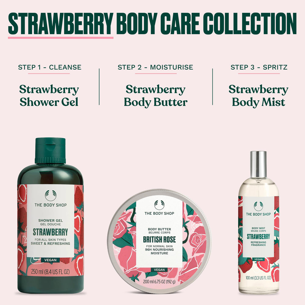 The Body Shop Strawberry Body Butter 95% natural-origin ingredients support gentle skincare.