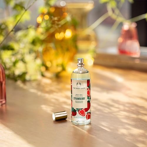 The Body Shop Strawberry Body Mist image—fruity scent conveying a sweet, uplifting mood