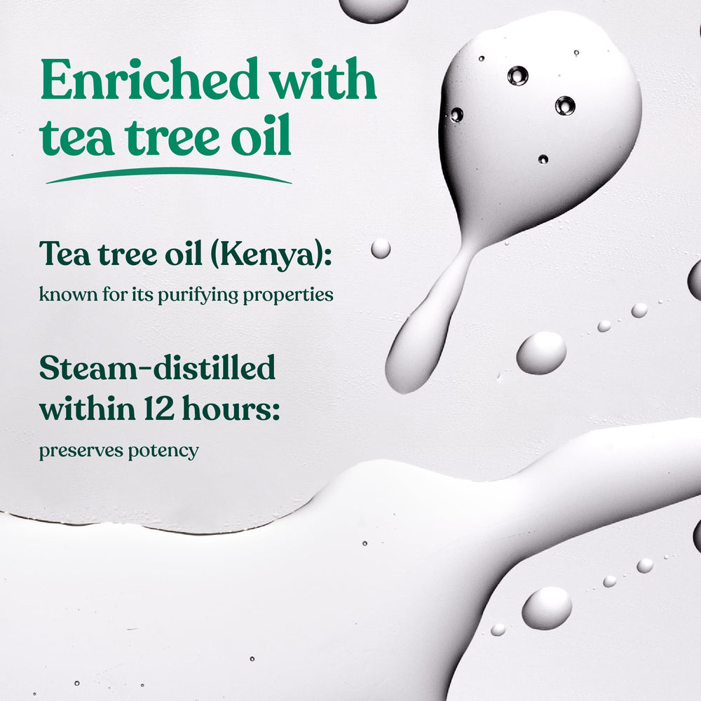 The Body Shop Tea Tree Oil tea tree leaves shows natural sourcing support for skin