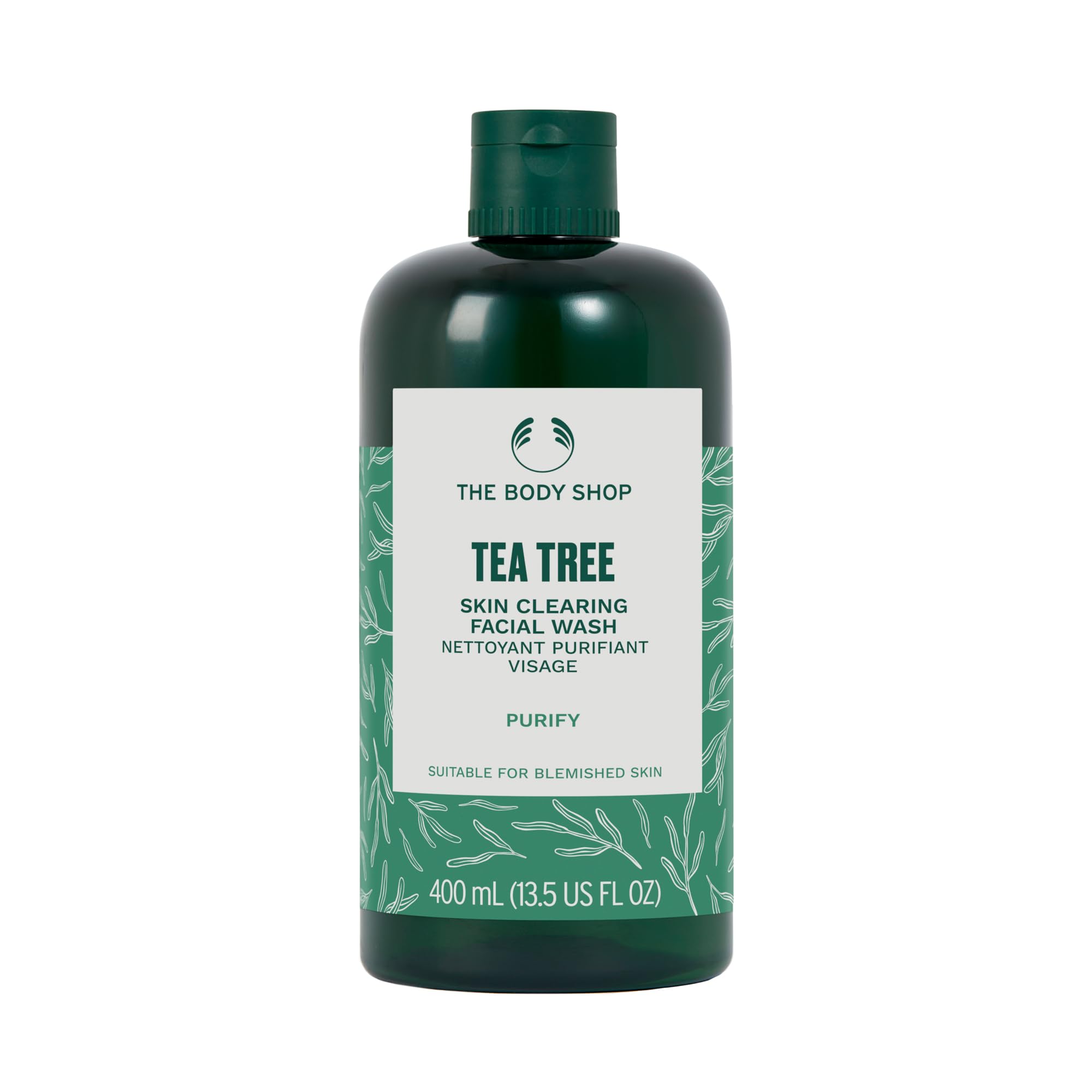 The Body Shop Tea Tree Skin Clearing Facial Wash bottle for daily cleansing and mattifying results.